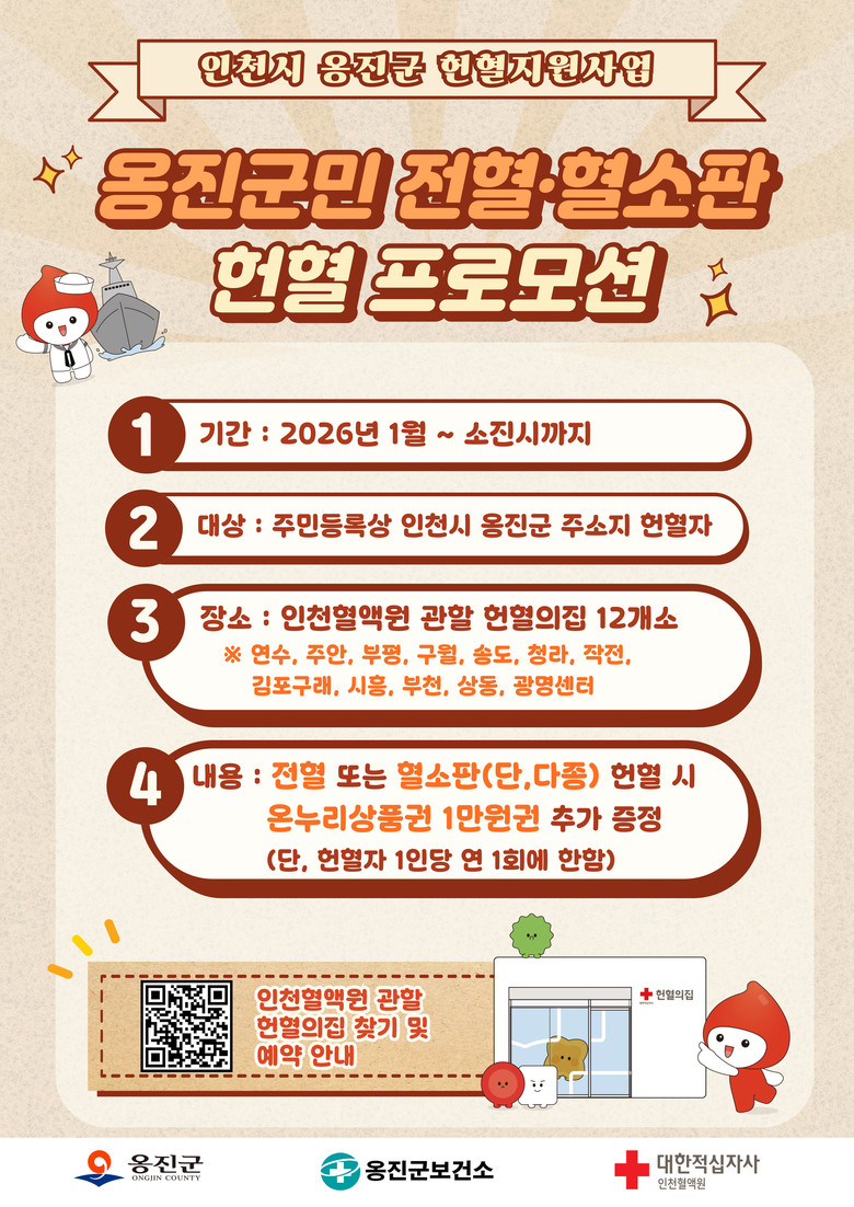 옹진군, 헌혈 참여 군민에게 온누리상...